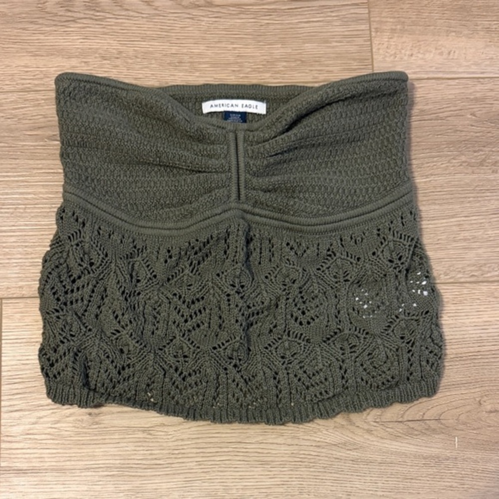 ✨ American Eagle Crocheted Tube Top | Army Green | Size Small | NWOT ✨